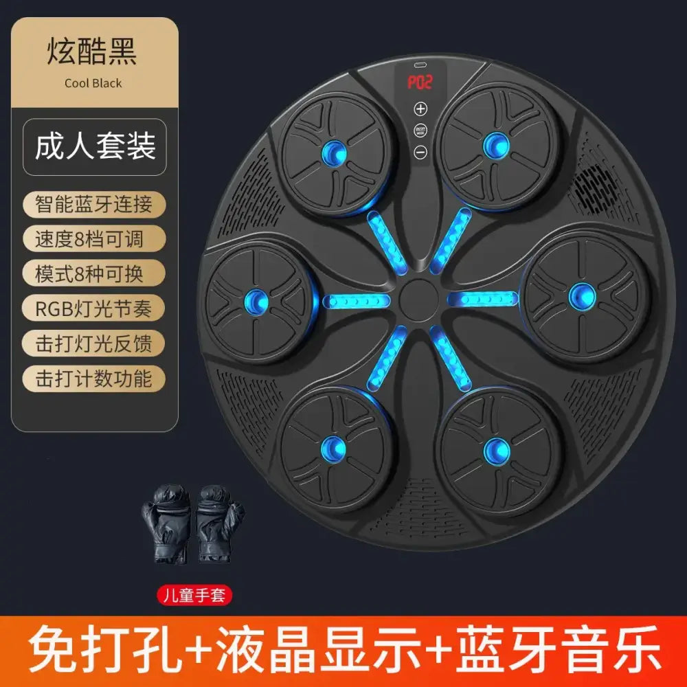 Cool black pd2 smart massage pad with blue led lights and bluetooth connectivity.