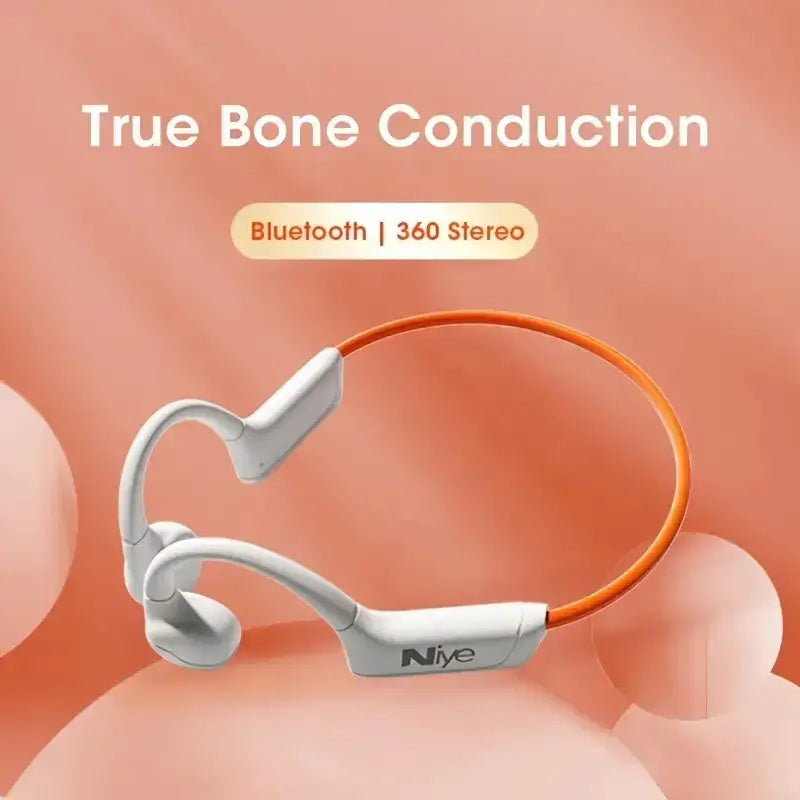 White and orange bone conduction headphones with a sleek, ergonomic design.