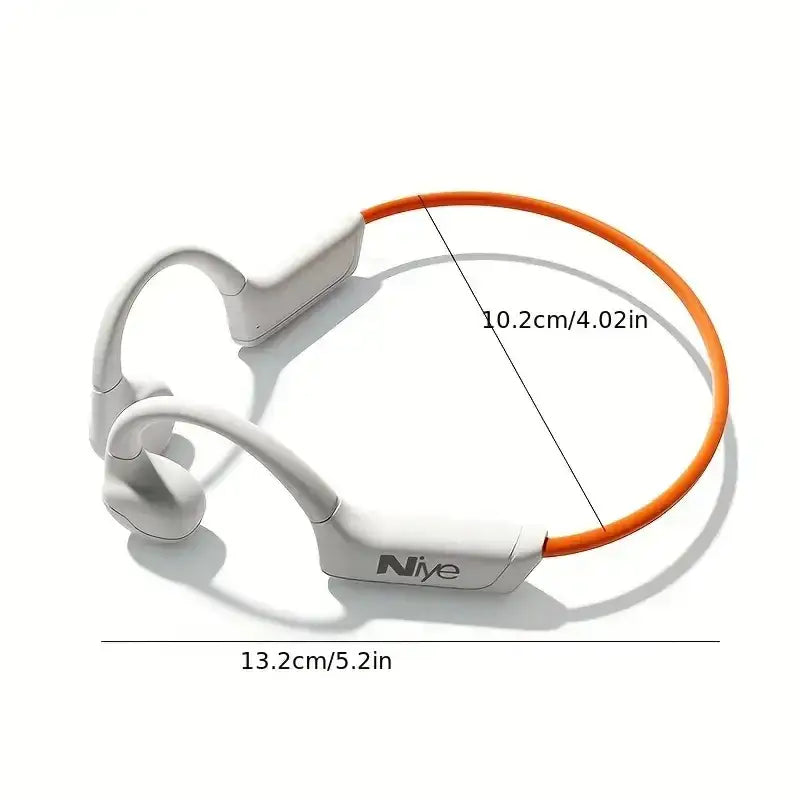 White and orange niye bone conduction headphones with a sleek, ergonomic design.