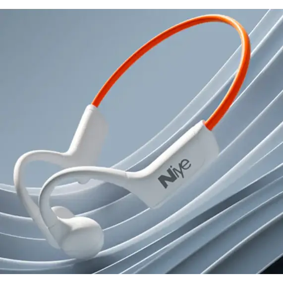 White and orange niye bone conduction headphones with a sleek, ergonomic design.