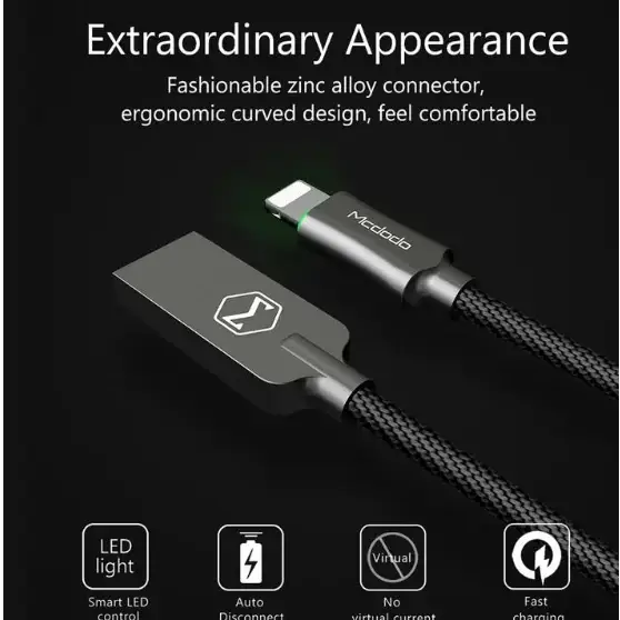 Braided Aluminum Fast Charging Cable for Apple Devices