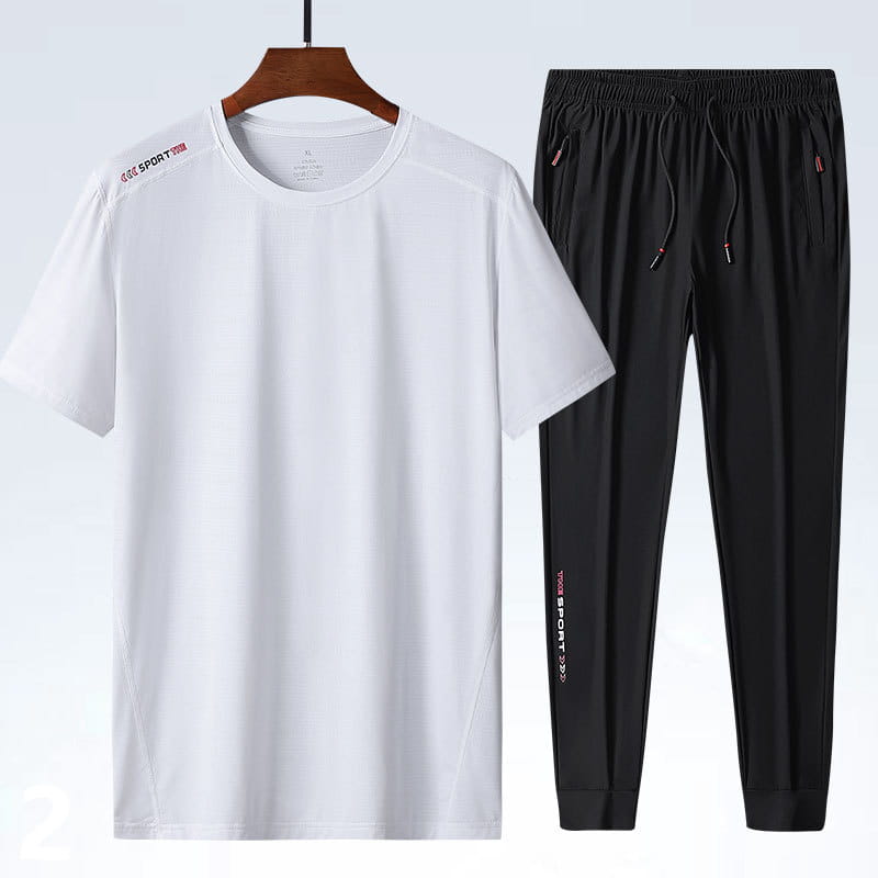 Men’s Ice Silk Sports T-shirt and Suit Set