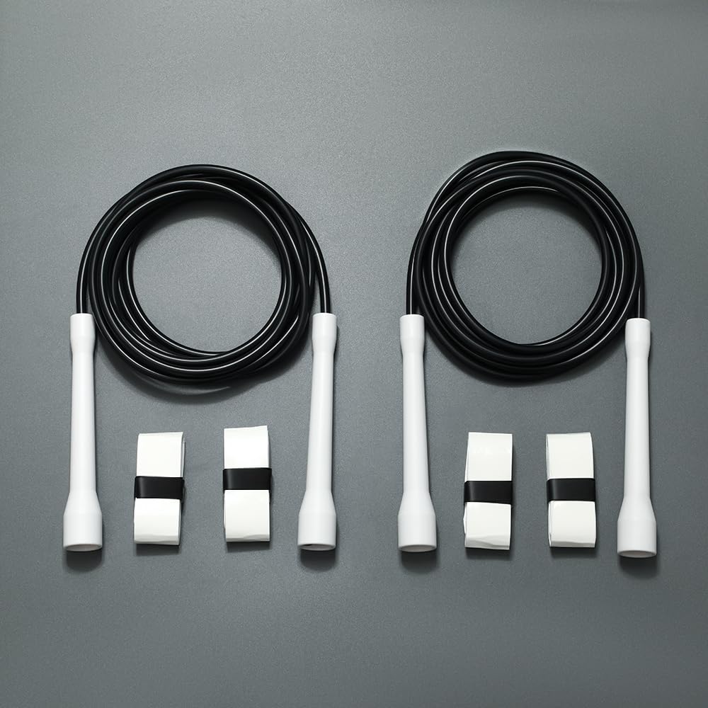 IDOU | Black 5mm PVC Jump Ropes for Fitness | Adjustable Boxing Jump Rope w/Unbreakable Handles & Ultra-Durable Non-Kinking PVC | Skipping Rope for Men & Women & Speed Jump Rope/ 2 Pack