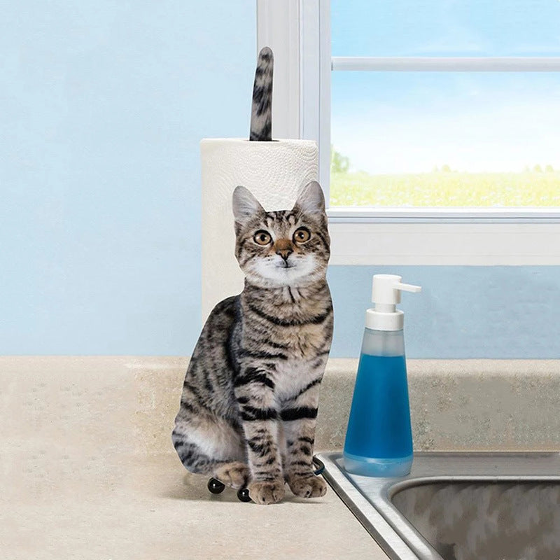 Cat Iron Toilet Paper Holder Decorative Rack