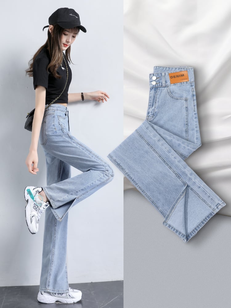 High-Waist Summer Slim Loose Wide-Leg Women's Jeans