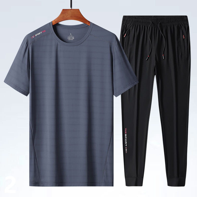 Men’s Ice Silk Sports T-shirt and Suit Set