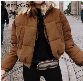 Corduroy Puffer Jacket, Thickened Cotton Coat
