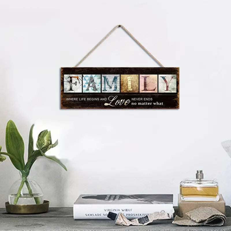 Family Wooden Sign Inspirational Quote Wall Hanging Decor