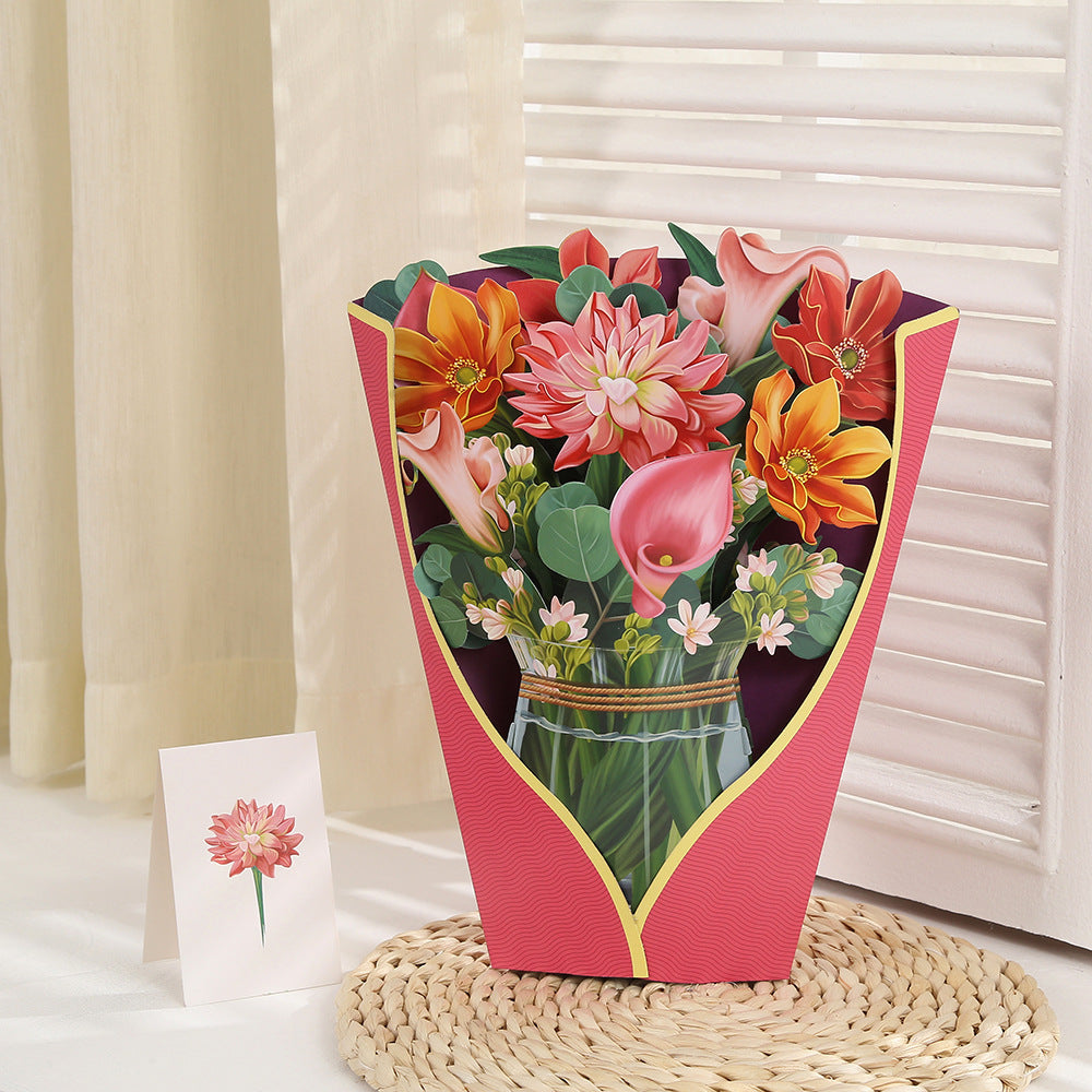 Creative 3D Flower Bouquet Mother's Day Cards