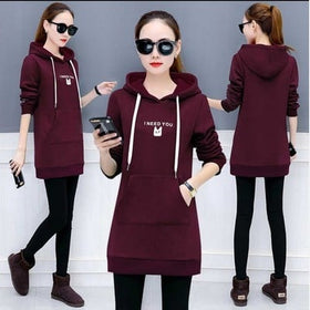 Mid-Length Plus Velvet Long-Sleeved Jacket for Women