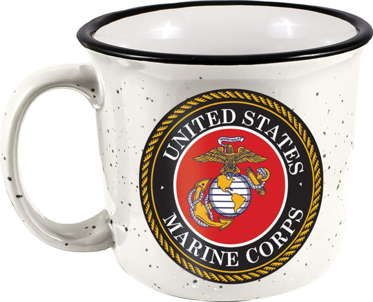 Spoontiques - Marines Camper Mug - Cute Ceramic Campfire Mug - Great for Outdoor Lovers Backpackers Adventurers - Friends & Family Gifts