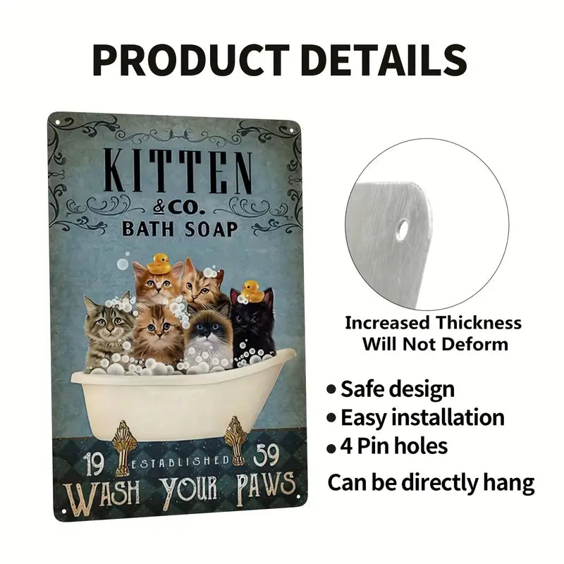 Black Cat Bath Soap Metal Poster, Vintage Aluminum Sign
