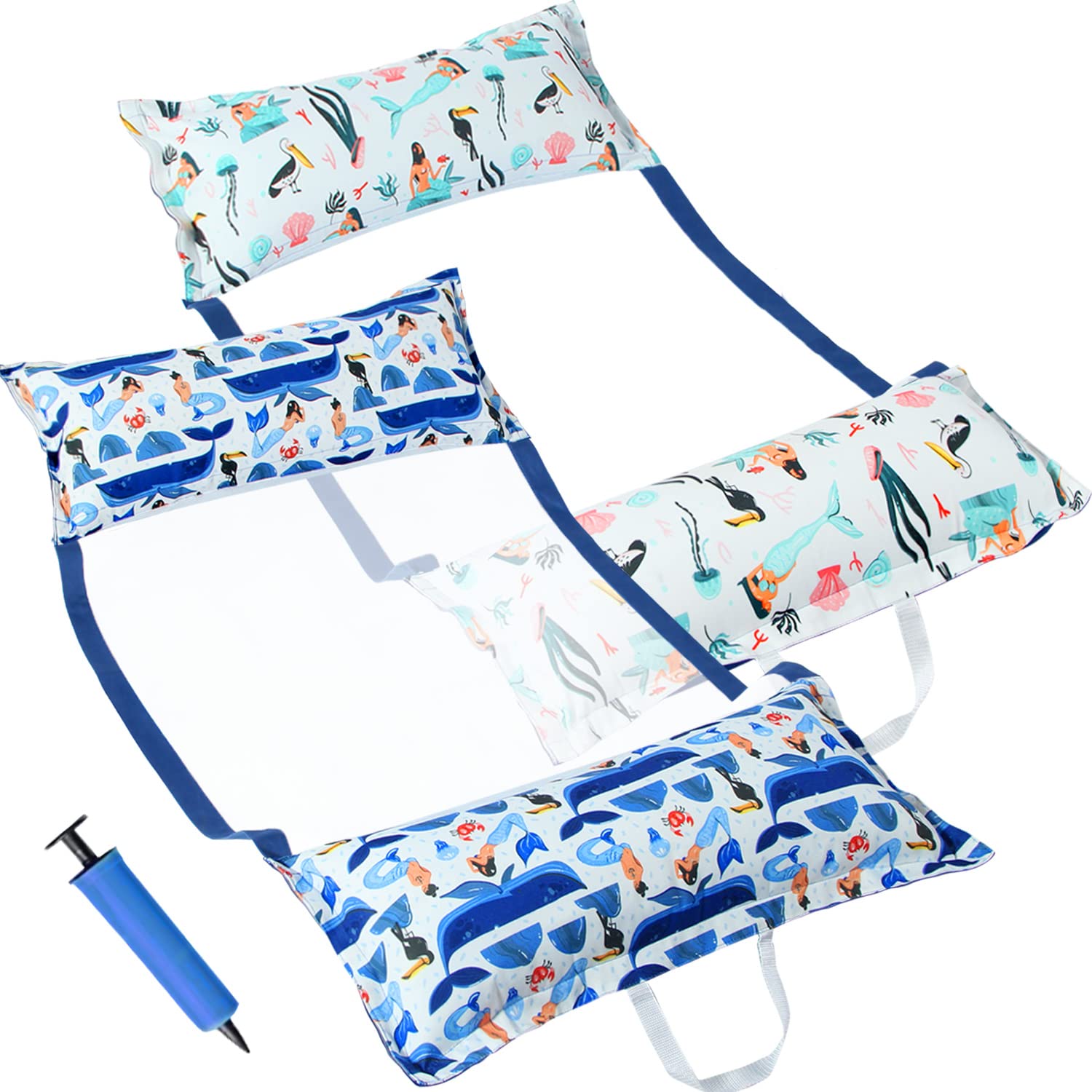 FindUWill 2-Pack Fabric Pool Floats Inflatable Water Hammocks XL Large Pool Float Lounger Chair for Adult
