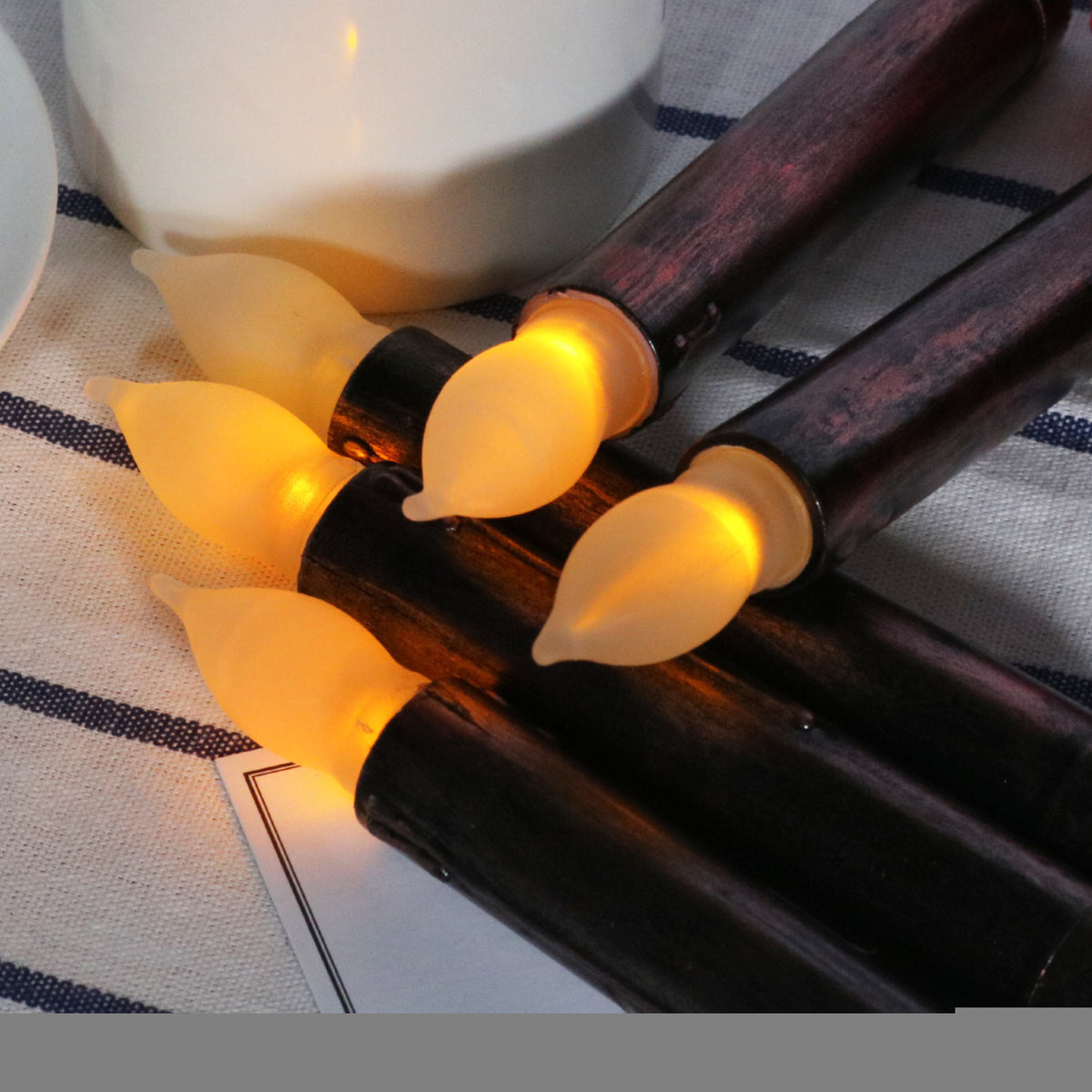 Black Long Candle with Shell for Home Decor