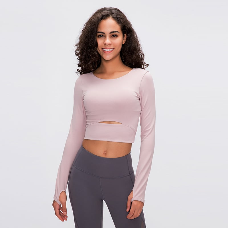 Women's Long-Sleeved Yoga Top with Chest Pad