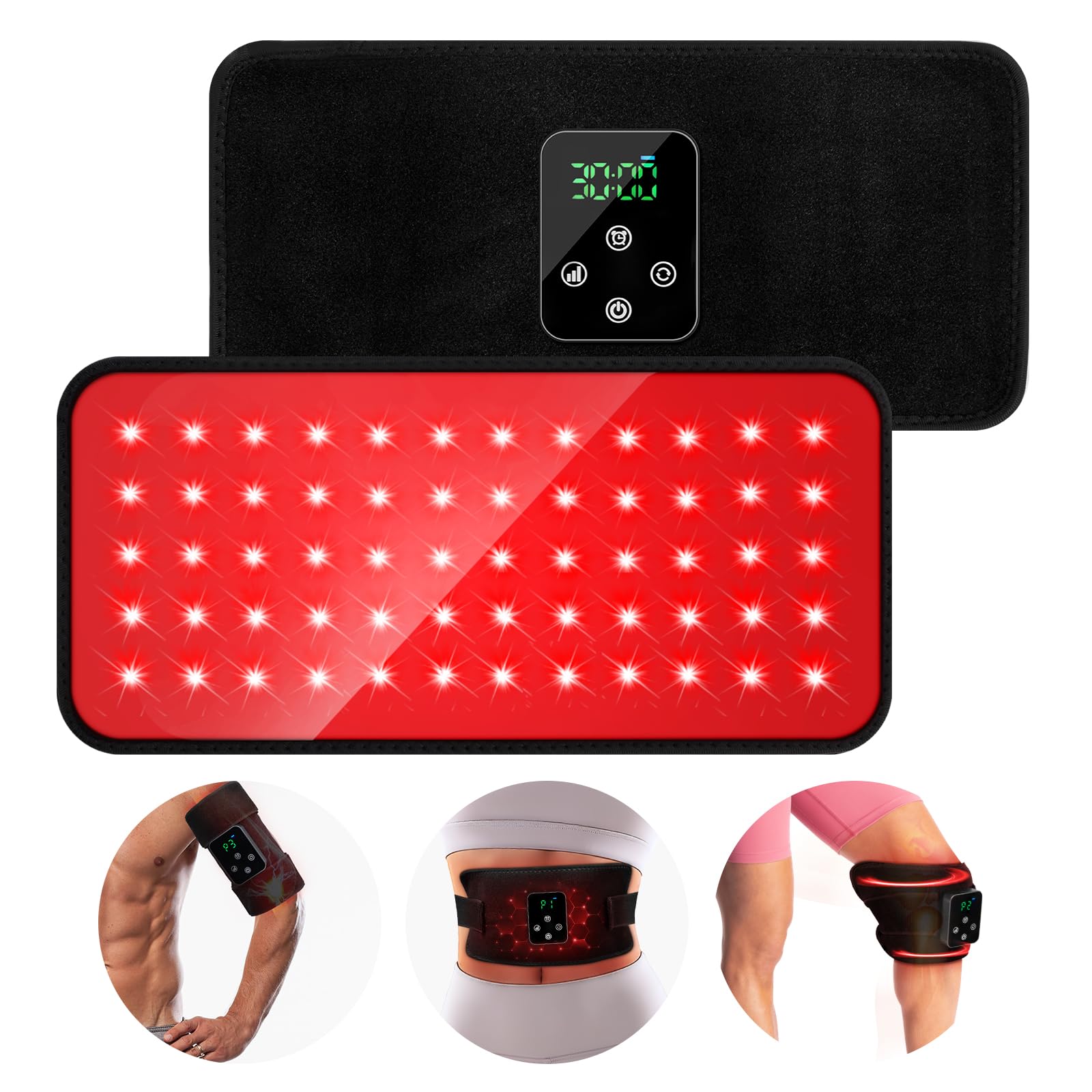 Red Light Therapy Belt Infrared Light Therapy for Body Wearable Wrap with Timer for Back Shoulder Waist Muscle Pain Relief Improve Joint Inflammation Red Light Therapy for Body