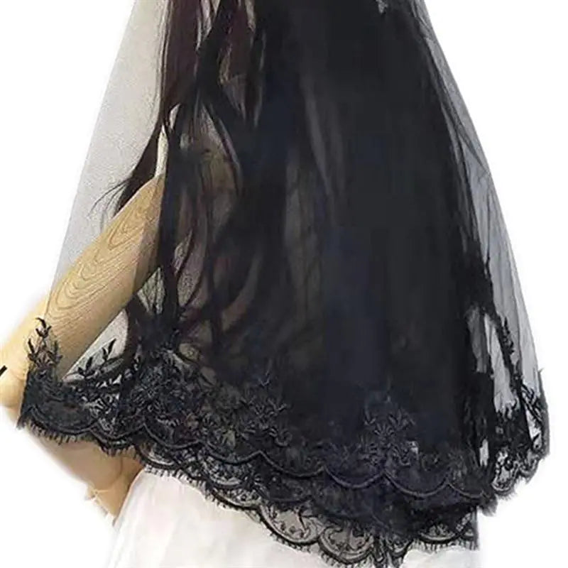 Vintage Black Bridal Veil Headpiece for Weddings - Joomcy