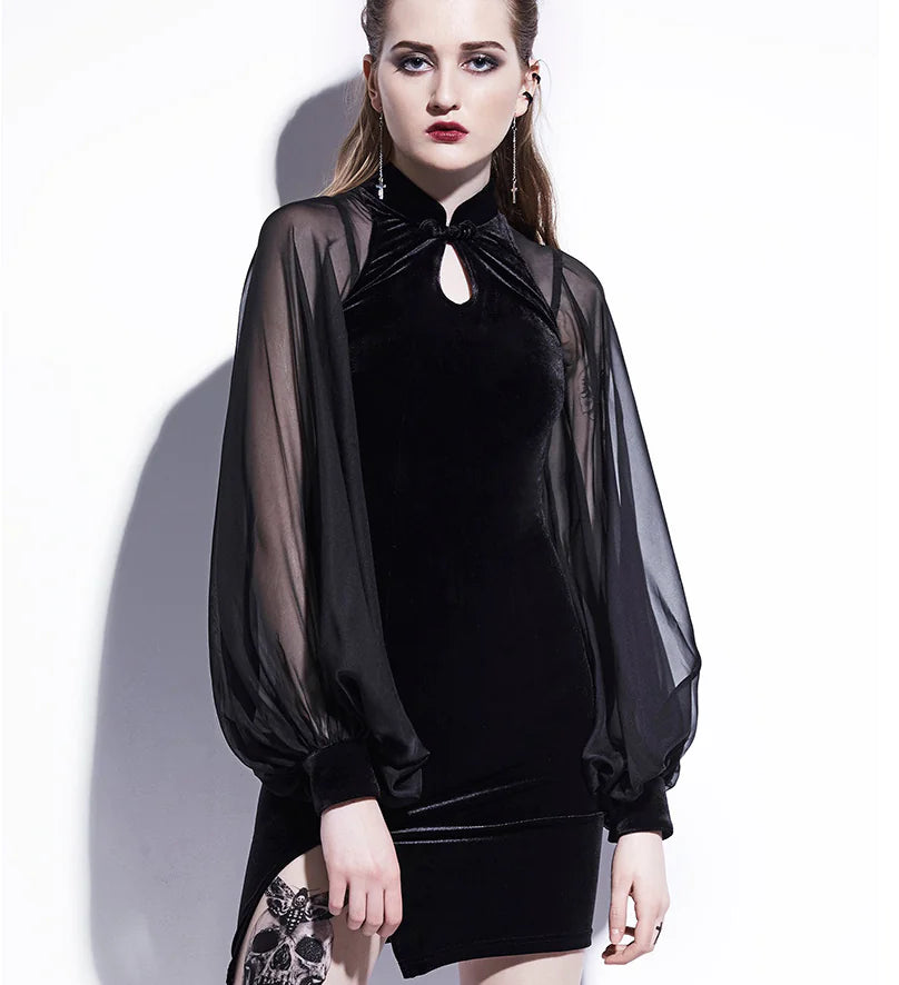 Chiffon Bodycon Dress with Qipao Style - Joomcy