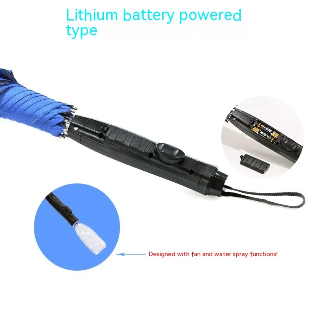 Cooling Mist Umbrella with Fan and Sprayer