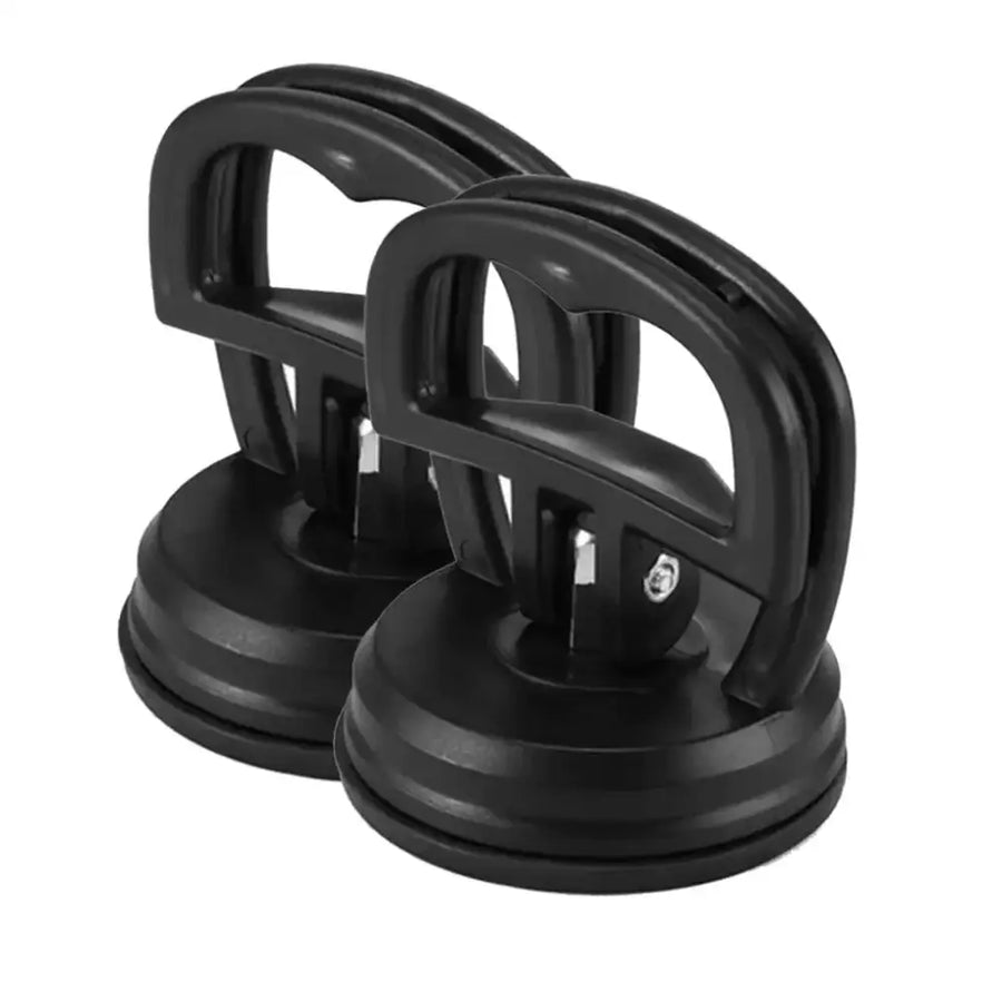 Black plastic suction cup handles with ergonomic grips and metallic adjustment screws.