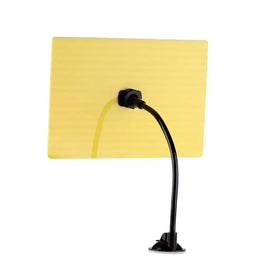Yellow rectangular backlight panel with black flexible arm and suction cup base.