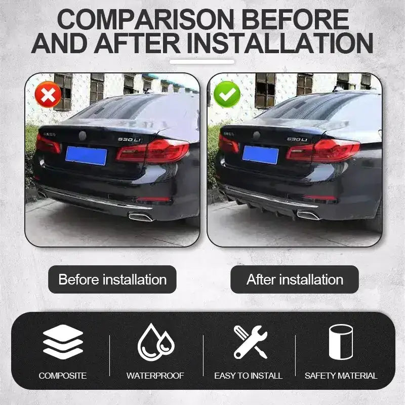 Black composite rear bumper protector with waterproof and safety material features