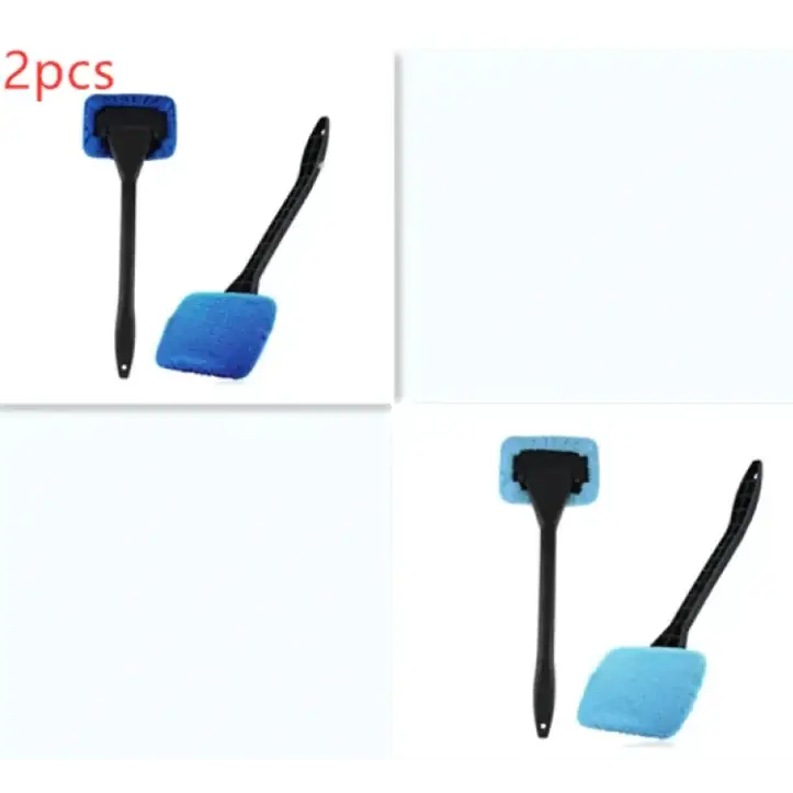 Blue sponge car window cleaning brush with black handle