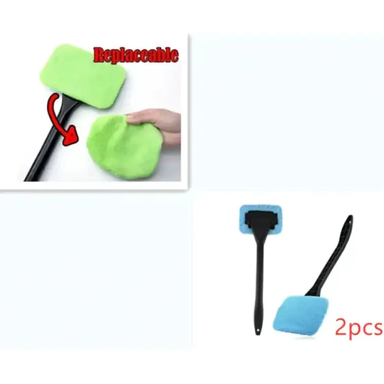 Green and blue replaceable car window cleaning sponges with black handles.