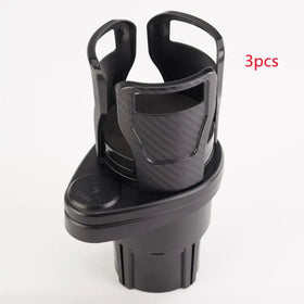 Black carbon fiber-patterned car cup holder with a sleek, modern design.