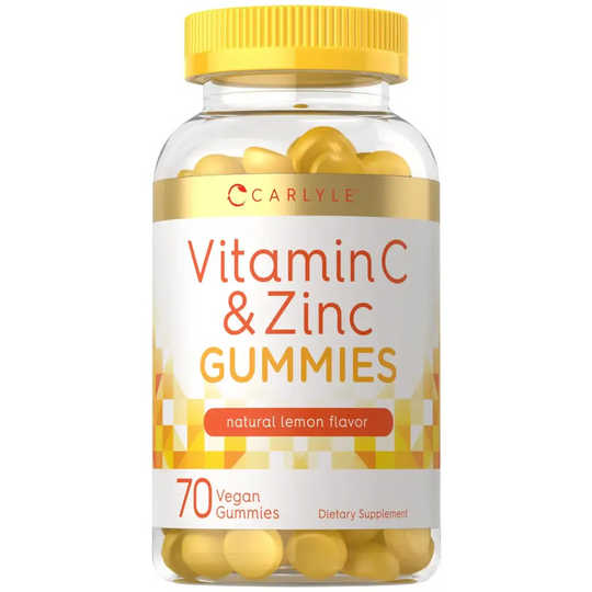 Carlyle Vitamin C and Zinc Gummies | 70 Count | Vegan Non-GMO and Gluten Free Supplement | Lemon Flavor