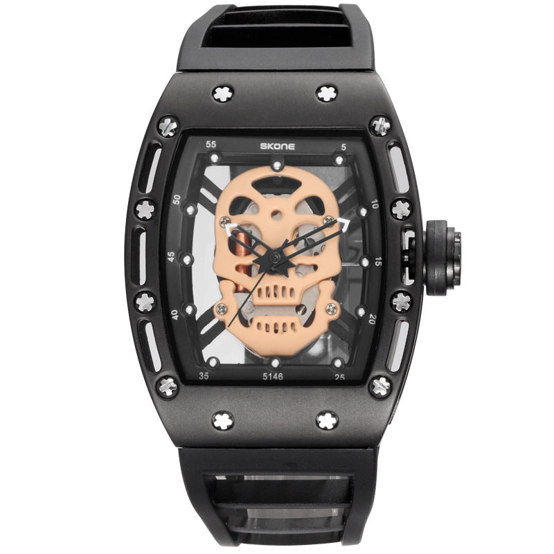Men's Waterproof Quartz Sports Watch with Skull Design