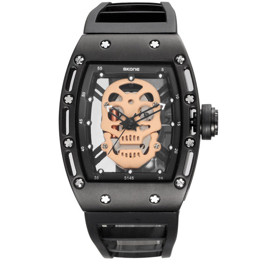 Men's Waterproof Quartz Sports Watch with Skull Design