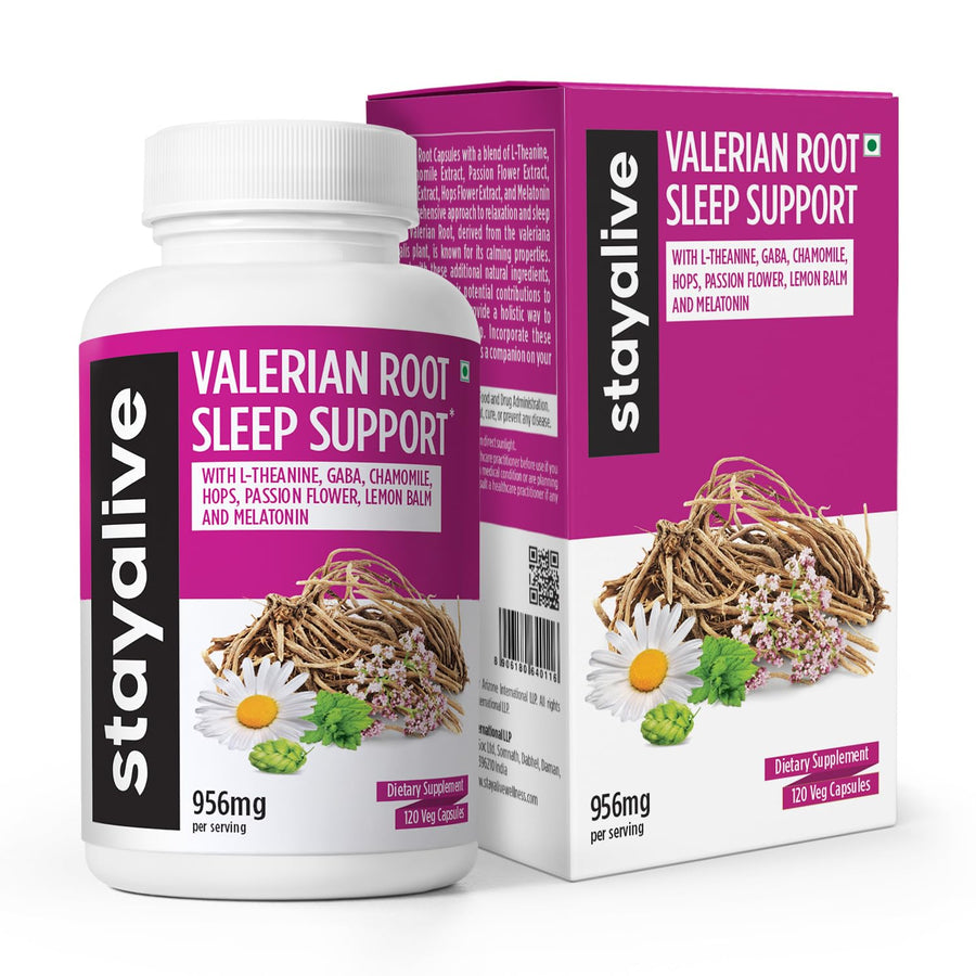 STAY ALIVE Valerian Root Extract 956mg Melatonin Capsules w/L-Theanine 200mg Passion Flower 100mg Lemon Balm 100mg Natural Sleep Aids for Adults 120 Valerian Pills Gluten-Free Sleep Supplement