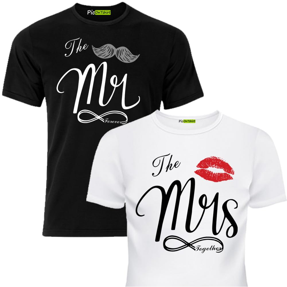 Matching Shirts for Couples Funny t-Shirt Set L/XS Black/White