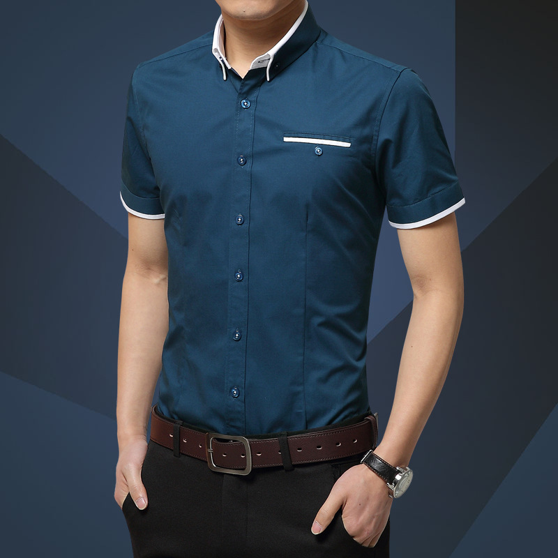 Men's Short-Sleeved Slim-Fit Casual Business Shirt