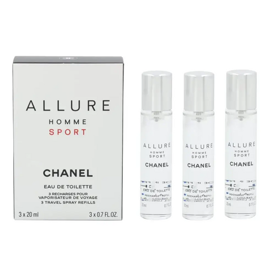 Chanel Allure Homme Sport Eau De Toilette Travel Spray Refills (3 Refills) 3x20ml