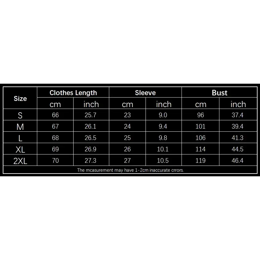 Size chart for a women’s garment, displaying measurements in centimeters and inches across sizes s through 2xl.