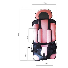 Pink and black mesh toddler car seat with padded headrest and adjustable straps.