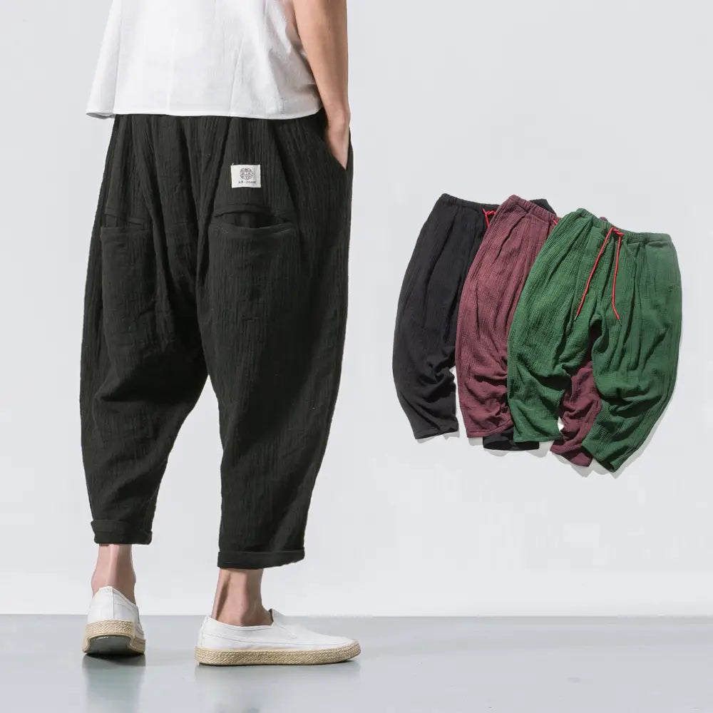 Chinese Style Loose Casual Pants in Cotton Linen