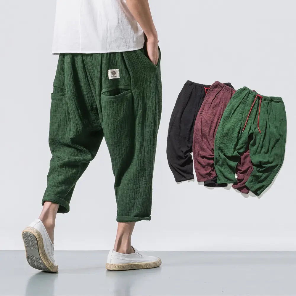 Chinese Style Loose Casual Pants in Cotton Linen