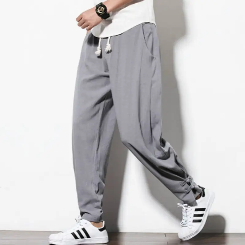 Chinese Style Spring Wide-Leg Cotton Linen Casual Pants