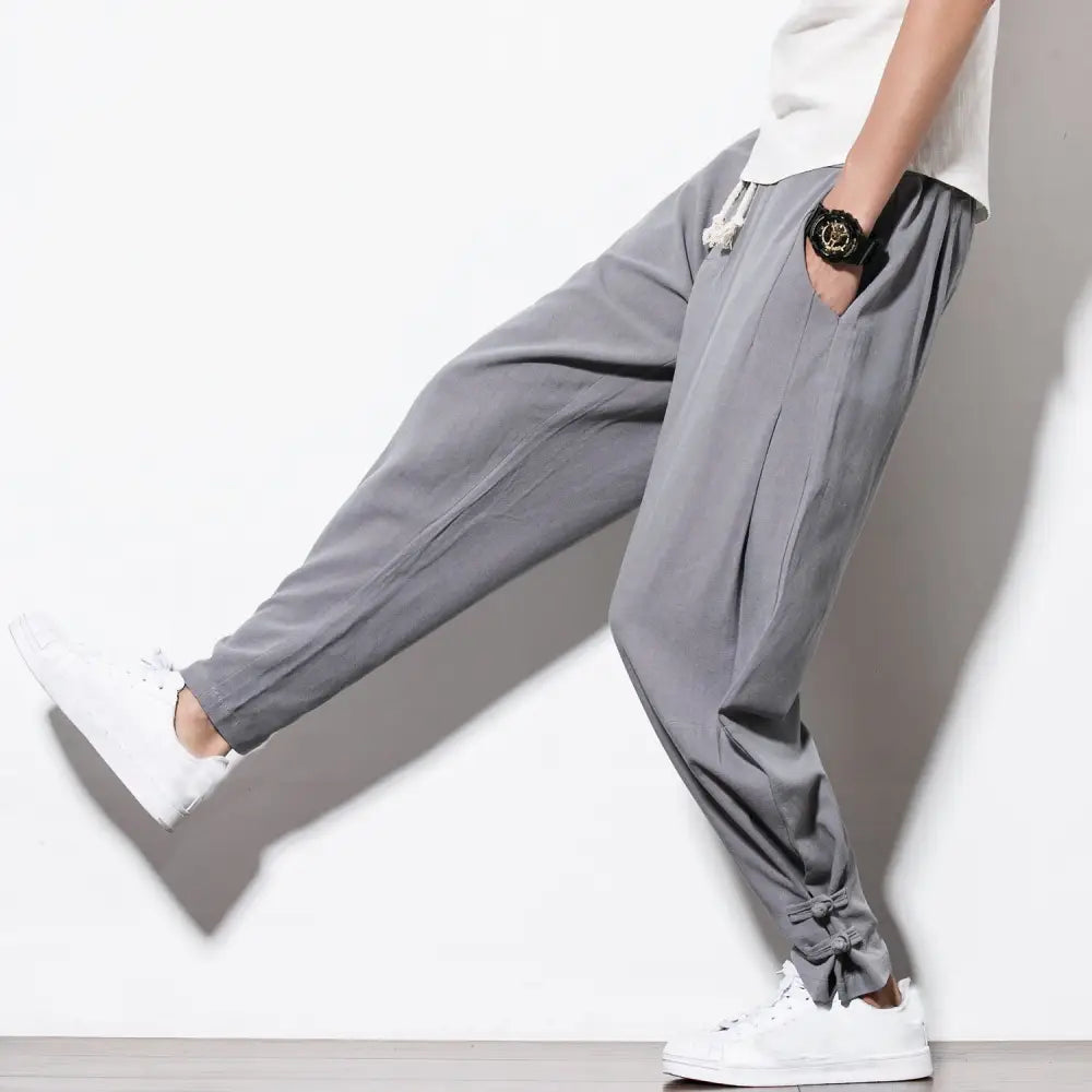 Chinese Style Spring Wide-Leg Cotton Linen Casual Pants