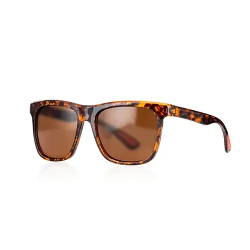 Tortoiseshell-patterned rectangular sunglasses with brown gradient lenses.