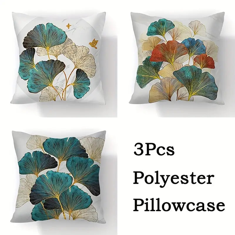 Ginkgo Biloba Polyester Throw Pillowcases - 3pcs Set - Joomcy