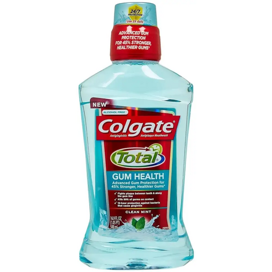 Colgate Total for Gum Health Mouthwash Clean Mint - 500mL 16.9 fluid ounce(Pack of 6)
