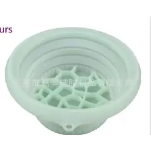 Light green silicone collapsible funnel with hexagonal grid pattern