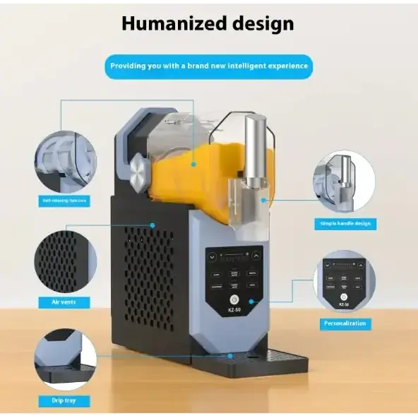 Black and silver countertop blender with a transparent yellow container, featuring a digital control panel and ergonomic handle.
