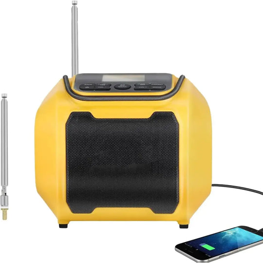 Cordless AM/FM Radio Speaker Compatible with 20v Battery Weather Alert Bluetooth Radio with Cellphone USB PortBattery PoweredSOS Emergency Alert(Tool Only No Battery)