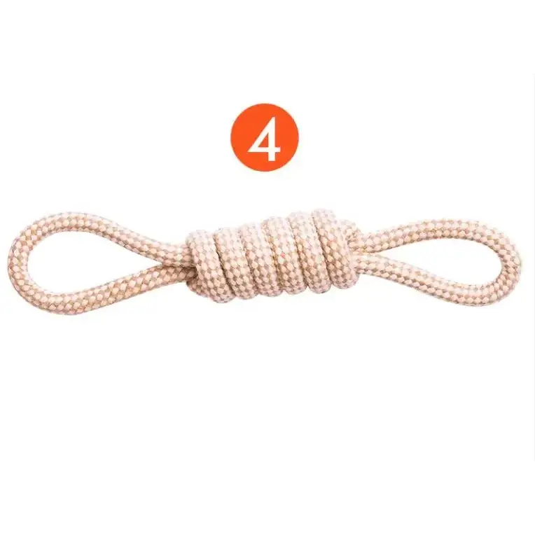 Beige braided rope with a central knot forming two loops.