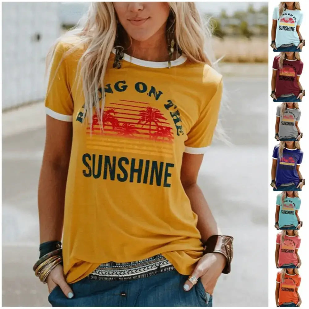 Cotton Short Sleeve T-Shirt with Letter Print